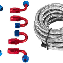 Mophorn AN8 20Ft Fuel Line Hose Kit - Stainless Steel Nylon Braided AN-8 Gas Oil Fuel Line Hose with 10PCS Aluminum Hose End Fitting Adapters Fuel Line Set (20Ft Silver)