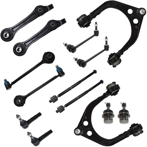Detroit Axle - 14pc Front Upper Lower Control Arm w/Ball Joints, Inner Outer Tie Rods, Sway Bars Replacement for 2WD 2005-2010 300 - [2008-2010 Dodge Challenger] - 2007-2010 Charger - See Fitment