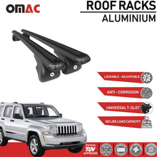 Roof Rack Cross Bars Lockable Luggage Carrier Fits Jeep Liberty KK 2008-2012 | Aluminum Black Cargo Carrier Rooftop Luggage Bars 2 PCS