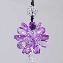 Crystal Flower Car Hanging Ornament Car Rear View Mirror Pendant Car Accessories (Purple)