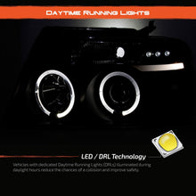For Ford F150 F-150 Pickup Black Bezel Dual Halo LED G2 Projector Headlights Front Lamps Replacement