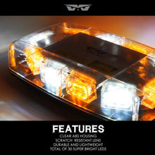 [Upgraded]Lumenix Rooftop Strobe Light 12" Emergency Hazard Warning Safety LED Mini Strobe Light Bar Waterproof and Magnetic Base Beacon Light for Truck Construction Vehicle Snow Plow Car(Amber/White)