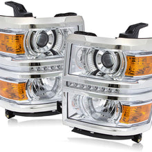 For 14-16 Chevy Silverado 1500 LED Projector Clear Len Pair Headlights Headlamps Lamp