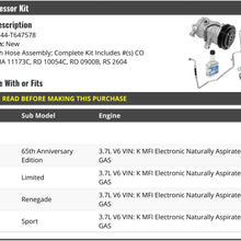 A/C Compressor Kit with Hose Assembly - Compatible with 2006-2007 Jeep Liberty 3.7L V6 VIN K MFI Electronic Naturally Aspirated SOHC GAS