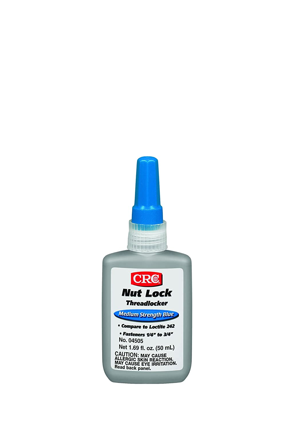 CRC Anaerobic Nut Lock Medium Strength Threadlocker, 300 Degrees F Maximum Temperature, 1.69 oz Bottle, Light Blue