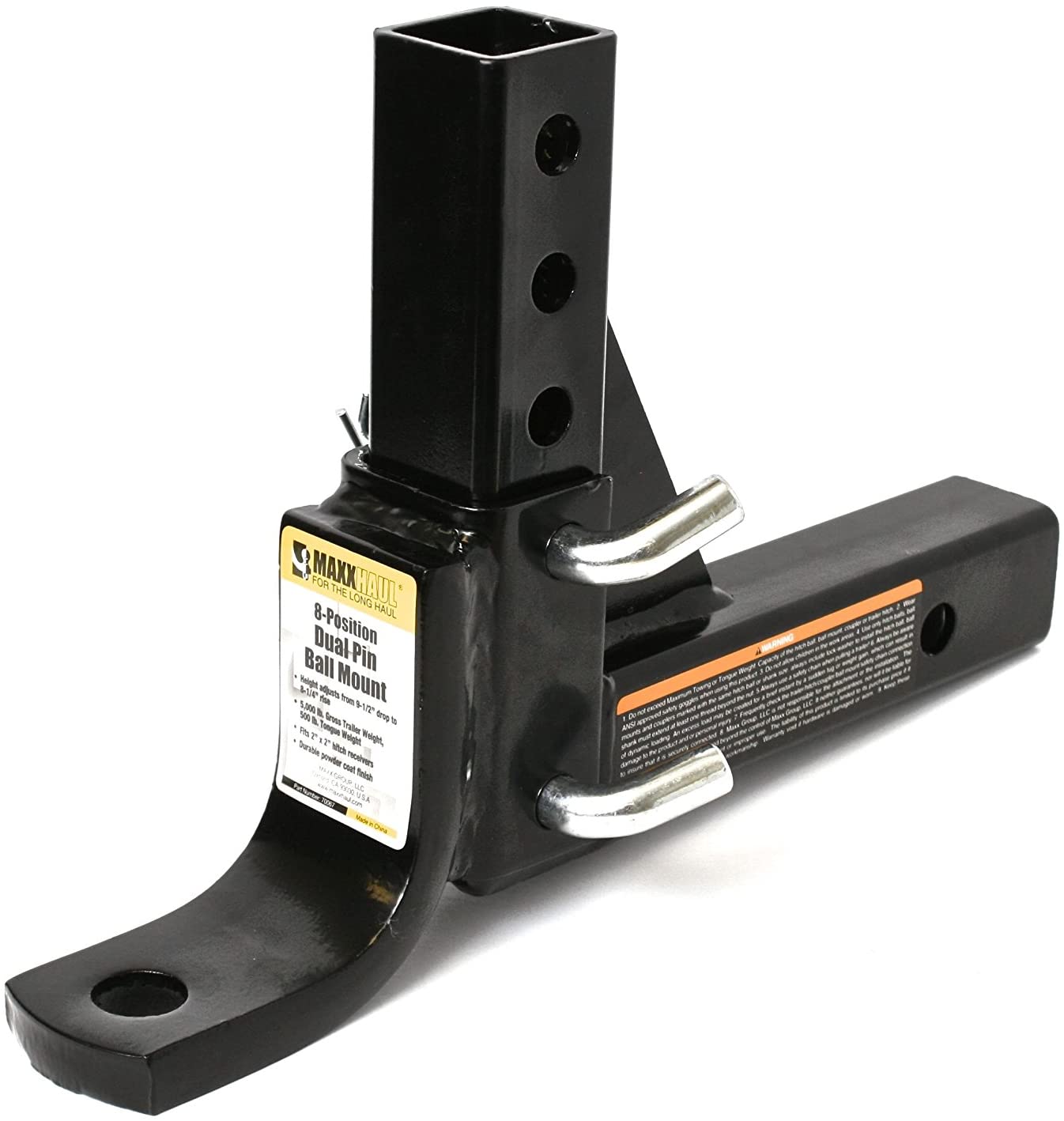 MaxxHaul 70067 8-Position Adjustable Ball Mount - 5000 lbs. GTW Capacity