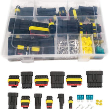 Mantouxixi 240Pcs/Pack Auto Electrical Wire Connector Plug Kit Terminal Assortment 1 2 3 4 5 6 Pin Way with Blade Fuses Waterproof for Car, Motorcycle, Truck, Boat