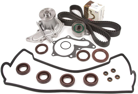 Evergreen TBK236VCT Compatible With 93-97 Geo Prizm Toyota Corolla 1.6L 4AFE Timing Belt Kit Valve Cover Gasket Water Pump