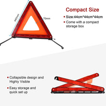 XOOL Triple Warning Triangle Emergency Warning Triangle Reflector Safety Triangle Kit Suitable for Roadside Emergencies, 3-Pack