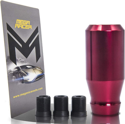 Mega Racer Red Aluminum Shift Knob for Buttonless Automatic and 4, 5 and 6 Speed Manual Transmission Vehicles