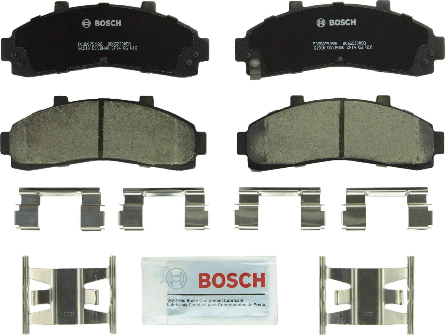 Bosch BC652 QuietCast Premium Ceramic Disc Brake Pad Set For Select Ford Explorer, Ranger; Mazda B2300, B2500, B3000, B4000; Mercury Mountaineer; Front