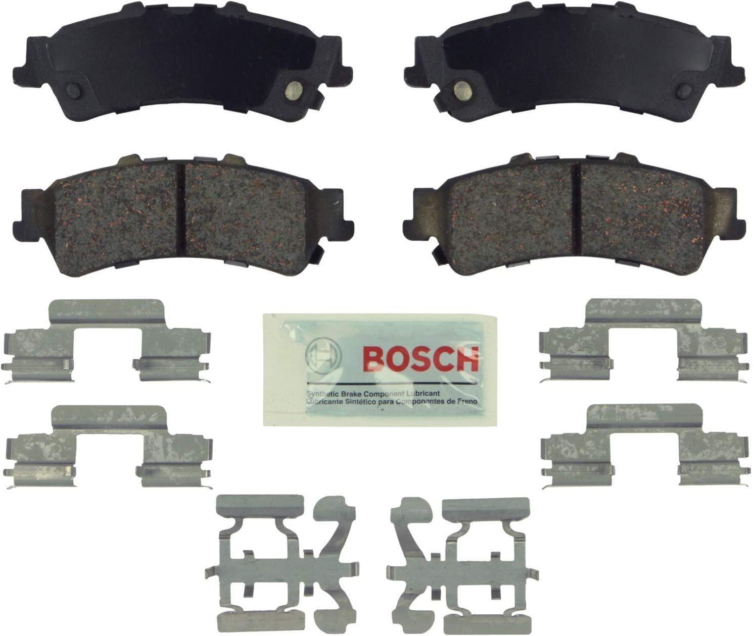 Bosch BE792H Blue Disc Brake Pad Set with Hardware for Select Cadillac, Chevrolet, and GMC Cars, Trucks, SUVs and Vans - REAR