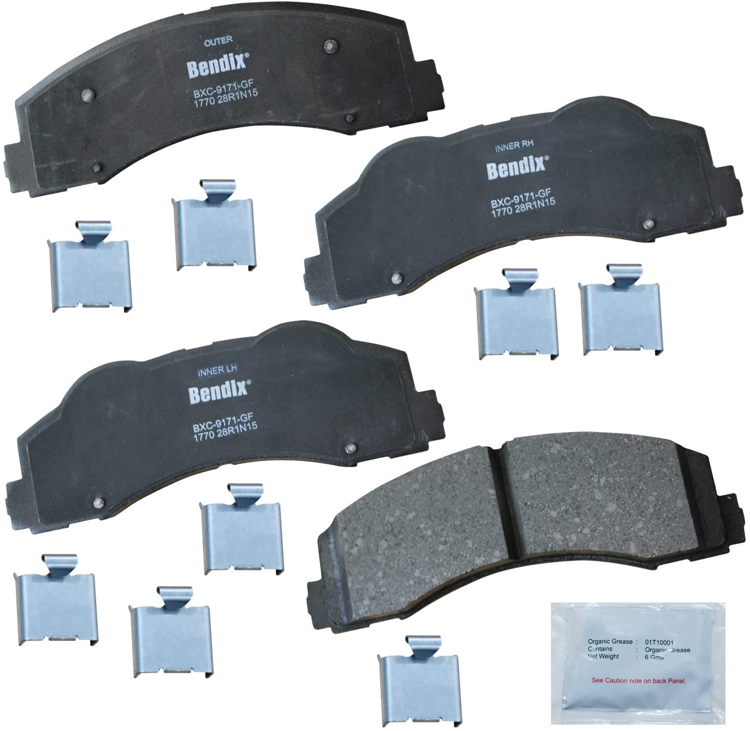 Bendix Premium Copper Free CFC1770 Ceramic Brake Pad (with Installation Hardware Front)