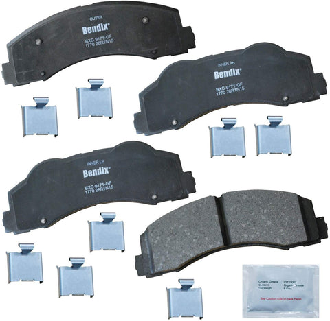 Bendix Premium Copper Free CFC1770 Premium Copper Free Ceramic Brake Pad (with Installation Hardware Front)