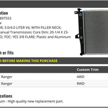 Radiator with Filler Neck and Transmission Oil Cooler - Compatible with 1998-2011 Ford Ranger 3.0L 4.0L V6