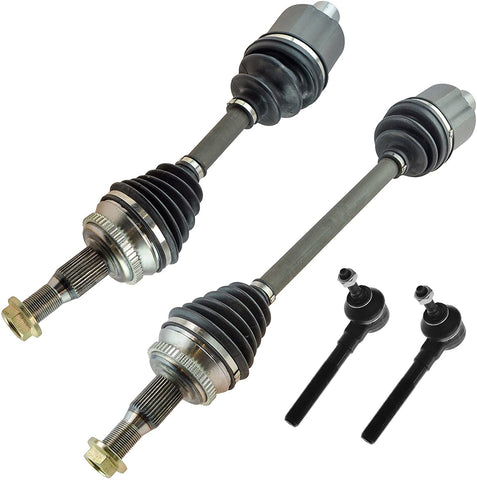 4 Piece Steering & Suspension Kit CV Axle Shaft Assemblies & Outer Tie Rods