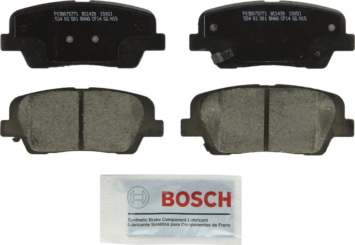 Bosch BC1439 QuietCast Premium Ceramic Disc Brake Pad Set For Hyundai: 2010-2016 Santa Fe, 2013-2016 Santa Fe XL; Kia: 2011-2015 Sorento; Rear