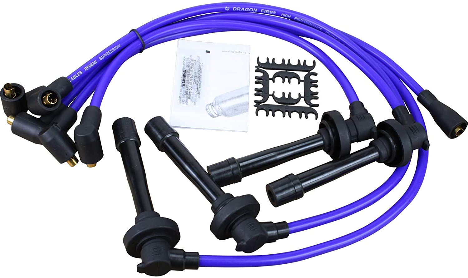 Dragon Fire Retro Series Purple High Performance Ignition Spark Plug Wire Set For All 1992-2002 Honda 4 Cylinders 1.5L 1.6L 1.8L Oem Fit PWTD-DF-P
