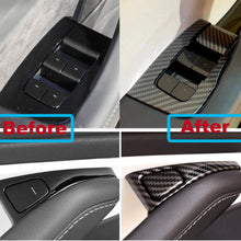 Customized for Tesla Model 3 Model Y Carbon Fiber Inner Window Switch Bring ABS Cover Trim Panel Door Decal Open Button Holder (14 Pieces - Black)