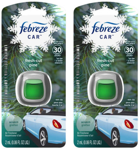 Febreze Car Vent Clip Air Freshener - Fresh-Cut Pine - Holiday Collection 2017 - Net Wt. 0.06 FL OZ (2 mL) Per Vent Clip - Pack of 2 Vent Clips