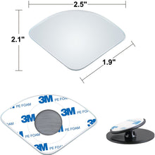 Dependable Direct HD Frameless Blind Spot Mirror - Fan Shaped 2.5" Convex Glass Mirror - Two-Way Design (Fixed and 360° Adjustable Angle Use) - Rear View - Pack of 2