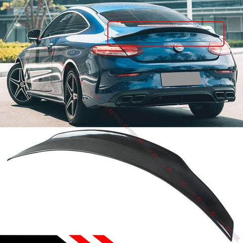 Cuztom Tuning Fits for 2017-2019 Mercedes Benz W205 2 Door Coupe C300 C350 C63 Carbon Fiber PSM Style High Kick Trunk Spoiler Wing