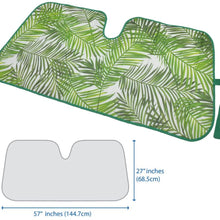 BDK Tropical Leaves Auto Windshield Sun Shade for Car SUV Truck - Balmy Fern - Double Bubble Foil Jumbo Folding Accordion - AS-768