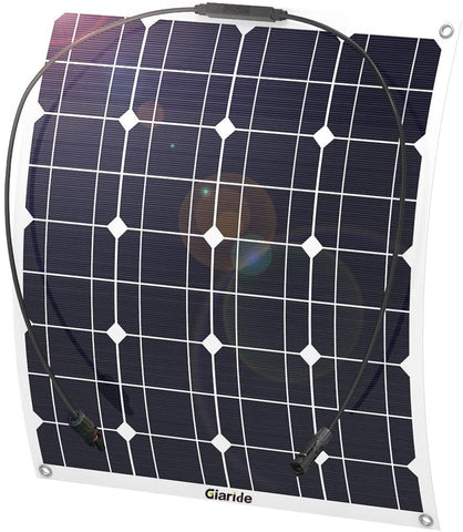 GIARIDE 50W 18V 12V Solar Panel Monocrystalline Cell Flexible Bendable Lightweight Waterproof Off-Grid Solar Power System Charger for RV, Boat, Caravans, Motorhome, Camping and 12V Battery Charging