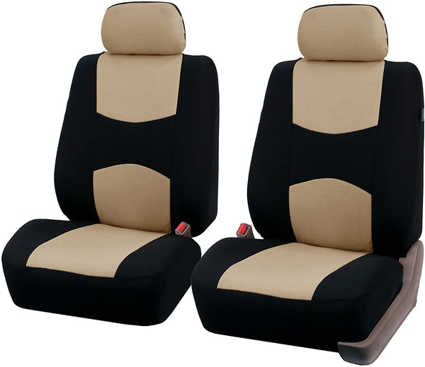 TLH Multifunctional Flat Cloth Seat Covers Front Set, Airbag Compatible, Gray Color-Universal Fit for Cars, Auto, Trucks, SUV