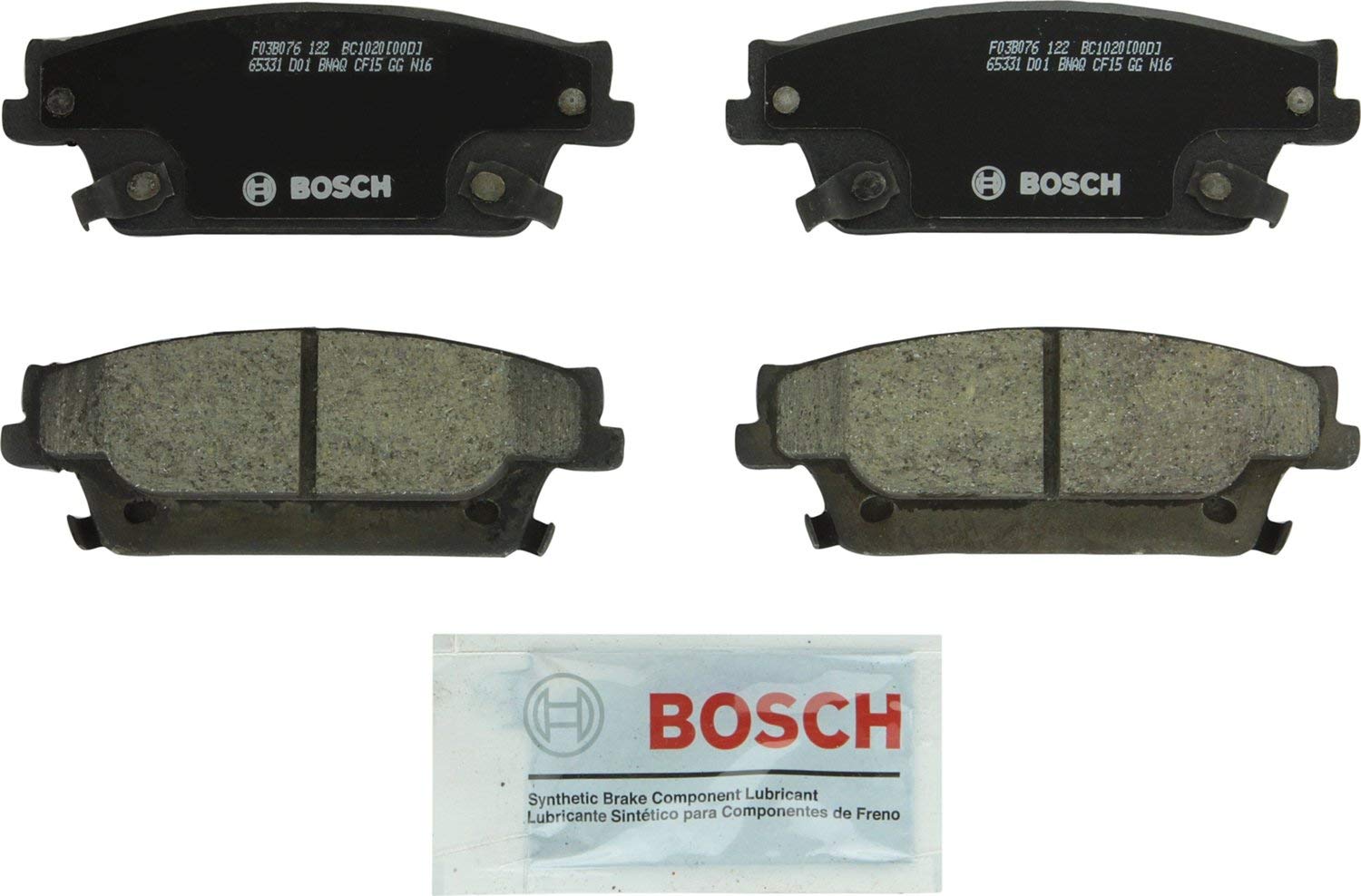 Bosch BC1020 QuietCast Premium Ceramic Disc Brake Pad Set For Cadillac: 2006-2007 CTS, 2004-2009 SRX, 2005-2011 STS; Rear