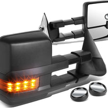 Replacement for Silverado/Sierra Black Manual Folding w/Amber LED Turn Signal Towing+Blind Spot Mirror w/Bezel