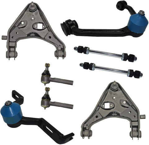 Detroit Axle - 8pc Front Upper & Lower Control Arms w/Ball Joints, Outer Tie Rods, Sway Bars for 1995-2001 Ford Explorer - [1997-2001 Mountaineer] - 98-11 Ranger [2 Piece Design w/Torsion Bar Sus.]