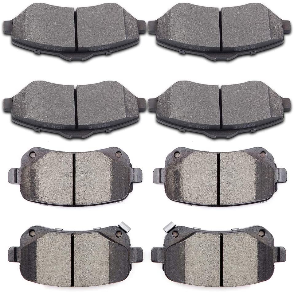 SCITOO Ceramic Discs Brake Pads Kits, 8pcs Disc Brakes Pads Set fit for 2008-2012 Chrysler Town Country,2008-2011 Dodge Grand Caravan,2009-2012 Dodge Journey,2012 Ram C/V,Volkswagen Routan