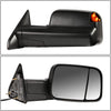 Replacement for Dodge RAM Black Heated Power Smoked Signal Foldable Towing Side+Circle Blind Spot Mirror