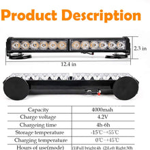 LE-JX Amber/White Wireless Battery Traffic Advisor Emergency Lights Bar Beacon Led Strobe Warning Light Roof Top Hazard Flash with Magnetic Base Mount and 12V Rechargeable Plug (Yellow/White, 12 LEDs)