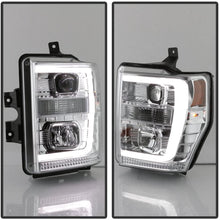 V2 LED Tube DRL Aftermarket Replacement Headlights for Ford F250 350 450 08-10 - Chrome/Clear Lens