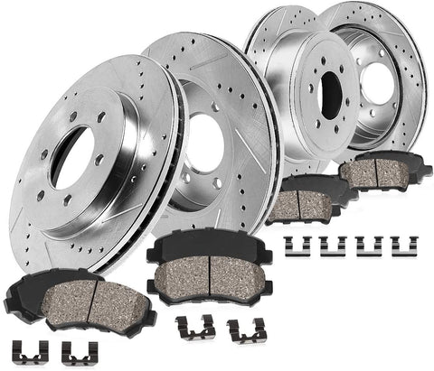 Callahan CDS02440 FRONT 329.5mm + REAR 348mm D/S 6 Lug [4] Rotors + Brake Pads + Clips [fit F150 Mark Lt 4WD 6 Lug]