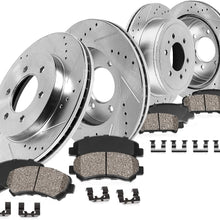 Callahan CDS02409 FRONT 350mm + REAR 348mm D/S 6 Lug [4] Rotors + Ceramic Brake Pads + Clips [ fit 2012-2017 Ford F150 ]