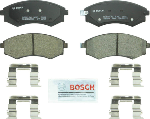 Bosch BC887 QuietCast Premium Ceramic Disc Brake Pad Set For Hyundai: 2005-2006 Elantra, 2002 Sonata, 2001 Tiburon; Kia: 2002-2003 Magentis, 2002-2003 Optima; Front