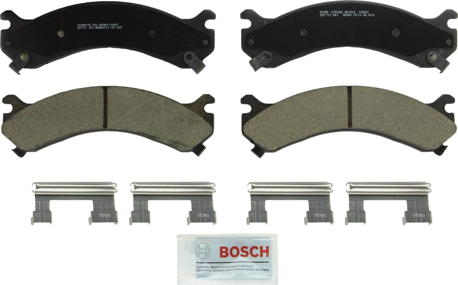 Bosch BC909 QuietCast Premium Ceramic Disc Brake Pad Set For Select Chevrolet Silverado 3500, 3500 Classic, 3500 HD; GMC Sierra 3500, 3500 Classic, 3500 HD + More; Rear