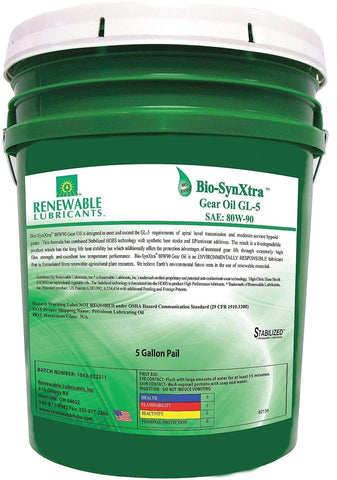 Renewable Lubricants Bio-Based High Temperature Gear Oil, Gear Oil, 5 gal. Container Size - 82134