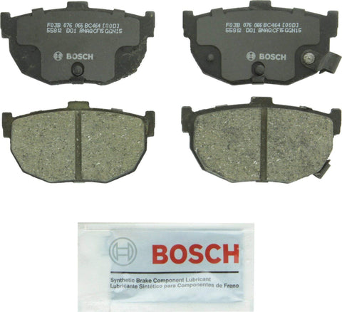 Bosch BC464 QuietCast Premium Ceramic Disc Brake Pad Set For Hyundai: 1994-06 Elantra, 1997-08 Tiburon; Kia: 2004-09 Spectra, 2005-09 Spectra5; Nissan: 1985-88 Maxima, 1990-92 Stanza; Rear