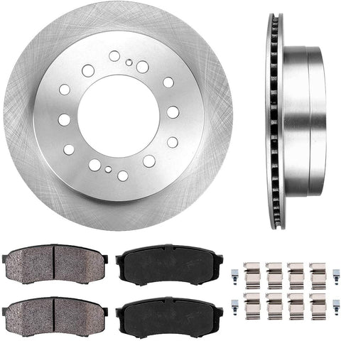 CRK12255 REAR 312 mm Premium OE 6 Lug [2] Brake Disc Rotors + [4] Ceramic Brake Pads + Clips