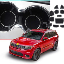 CDEFG Custom Fit Cup, Door and Center Console Liner Mats for 2016-2019 Grand Cherokee WK2, Car Slot Mat Cup Coaster Pad Anti Slip Cup Holder Inserts 14PC-Set (White Trim for 2016-2019 JGC)