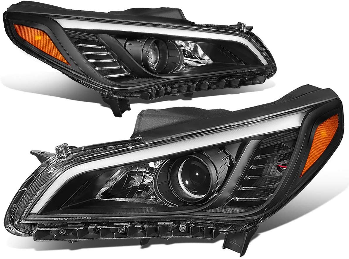 DNA MOTORING Black/Amber HL-OH-HSON15-BK-AM Factory Style Front Bumper Projector Headlight Lamp Set