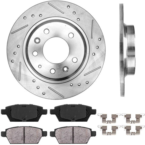 Callahan CDS02187 REAR 280mm D/S 5 Lug [2] Rotors + Ceramic Pads + Clips [fit Ford Fusion MKZ Zephyr Mazda 6 Milan]
