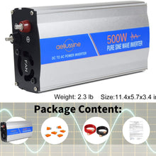 aeliussine Power Inverter 500W Pure Sine Wave 24v dc to ac 120v Surge 1000 Watt Converter with LED Display for Car RV Boat Solar Power System.