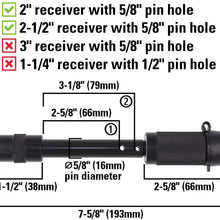 TowWorks 5/8" Trailer Hitch Locking Pin - Black Tow Hitch Receiver Lock with Anti-Rattle, fits Class III/IV Hitches with 2" and 2.5" Receivers, 79631