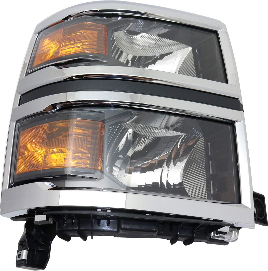 Headlight Assembly Compatible with 2014-2015 Chevrolet Silverado Halogen WT/LT Models Passenger Side