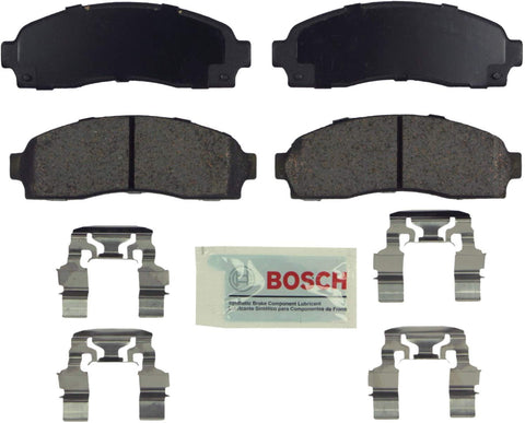 Bosch BE833H Blue Disc Brake Pad Set with Hardware for Select 1995-11 Ford, Mazda, and Mercury SUVs and Trucks - FRONT